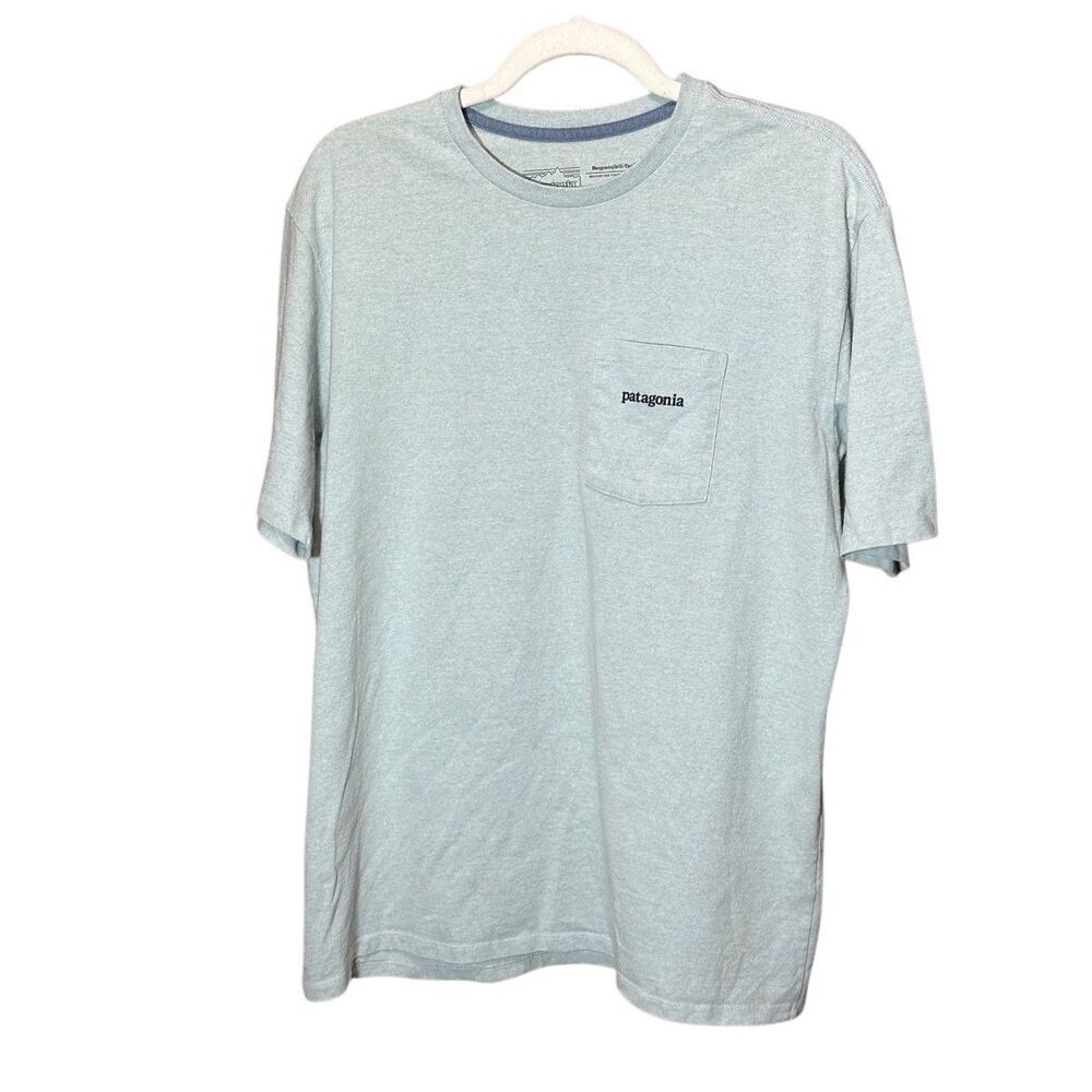 Patagonia Men’s Light Blue Graphic Tee Shirt Sz M